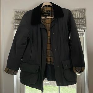 Barbour classic navy waxed canvas coat 4 with insulated vest